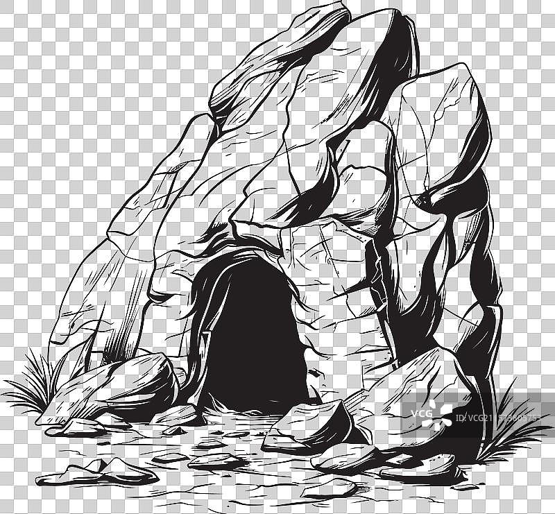 古老的原型石洞图标 原始图片素材