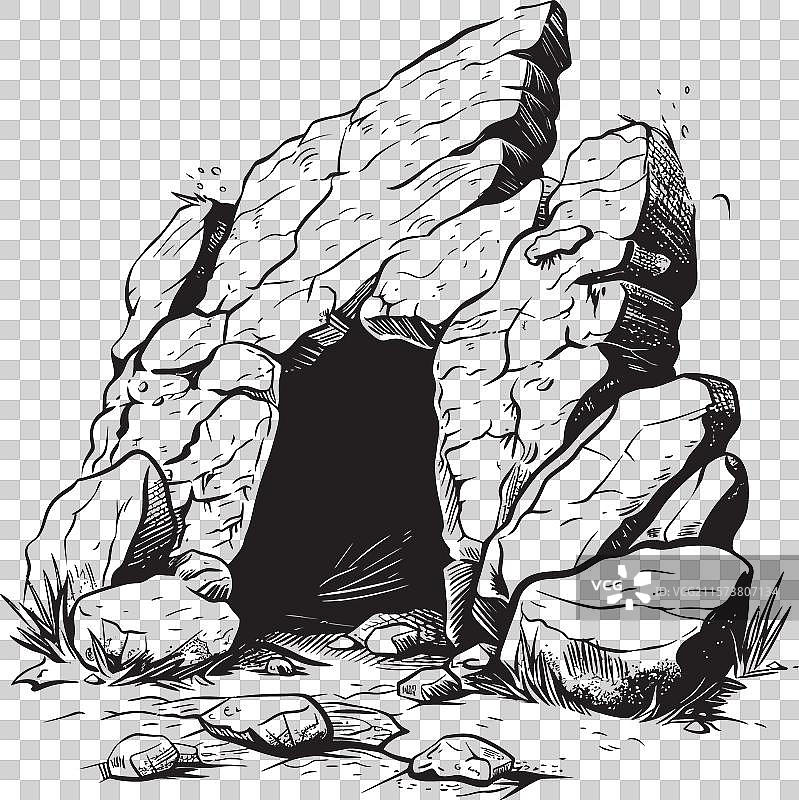 新石器时代的巢穴石洞徽章神秘莫测图片素材