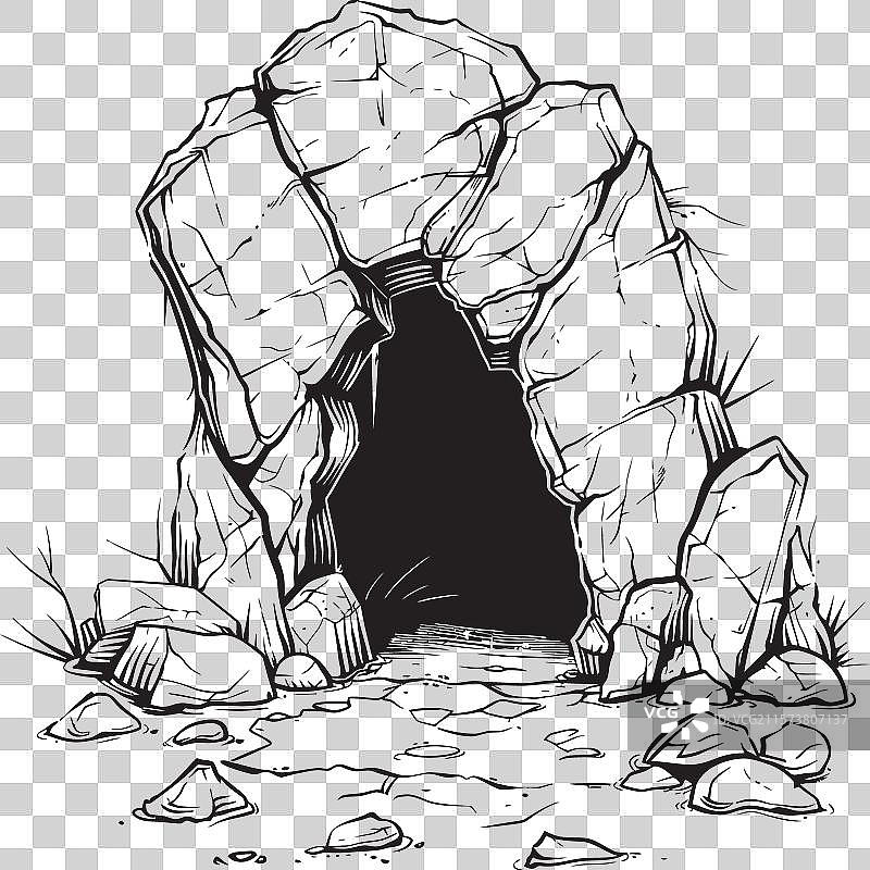 化石发现的石头洞穴图标部落宝藏图片素材