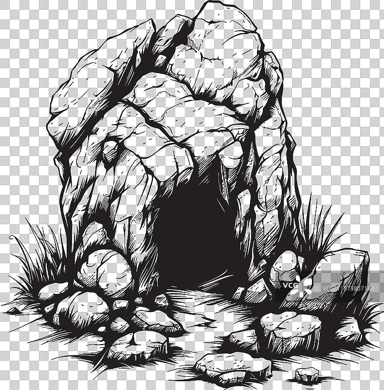 史前石洞化石形成标志图片素材