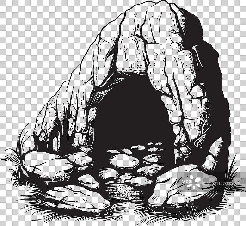 神秘的巨石洞穴徽章 史前图片素材