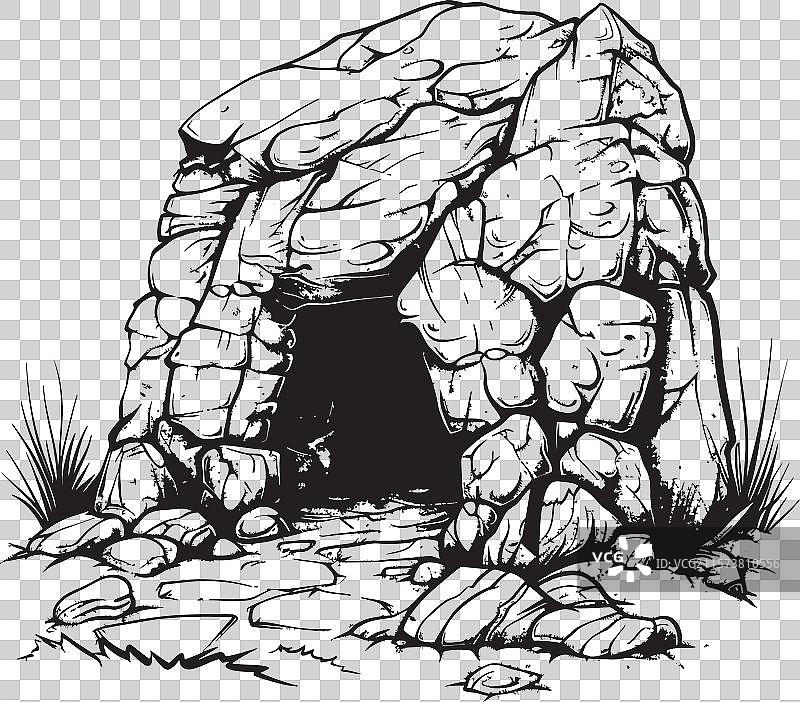 巨石庇护所石洞设计原始图片素材