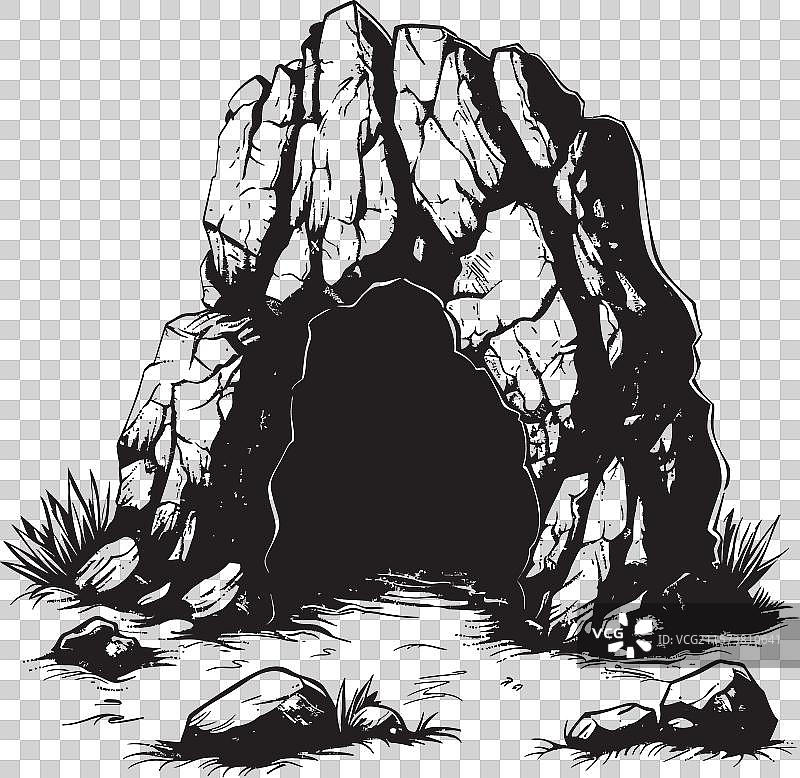 巨石庇护所石洞徽章原始图片素材