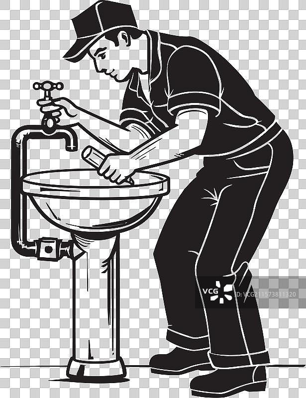 管道先锋才华横溢的管道维修标志图片素材