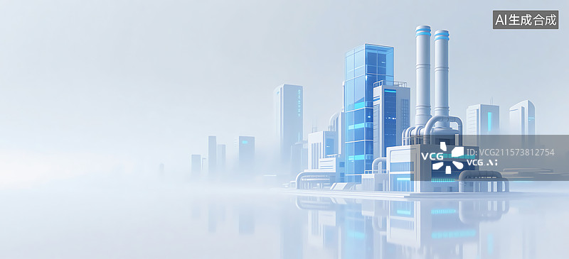 【AI数字艺术】大型热电厂建筑供热插图图片素材