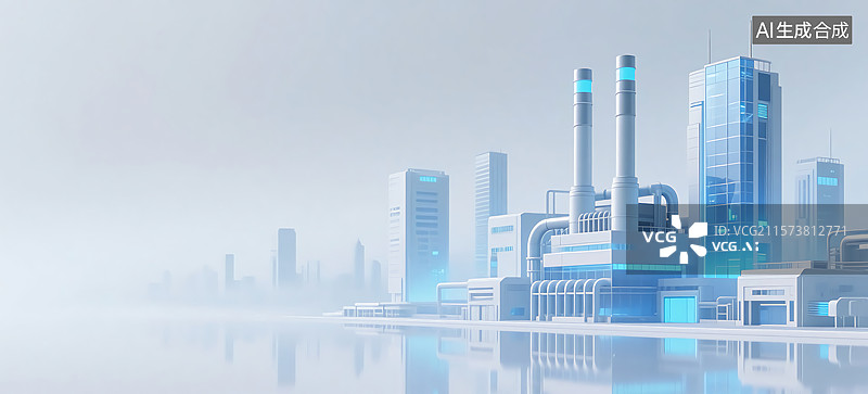 【AI数字艺术】大型热电厂建筑供热插图图片素材