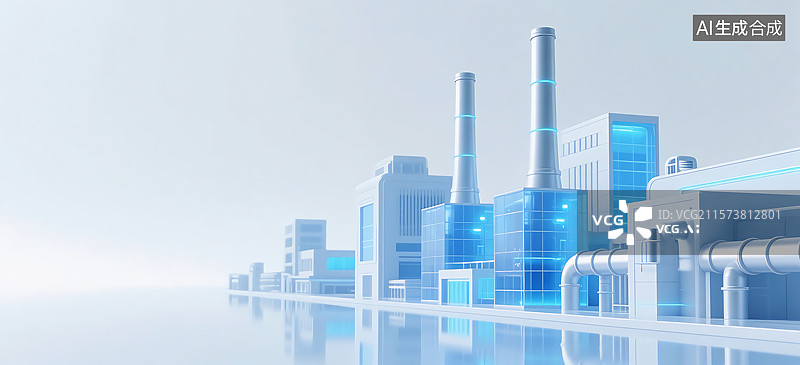 【AI数字艺术】大型热电厂建筑供热插图图片素材