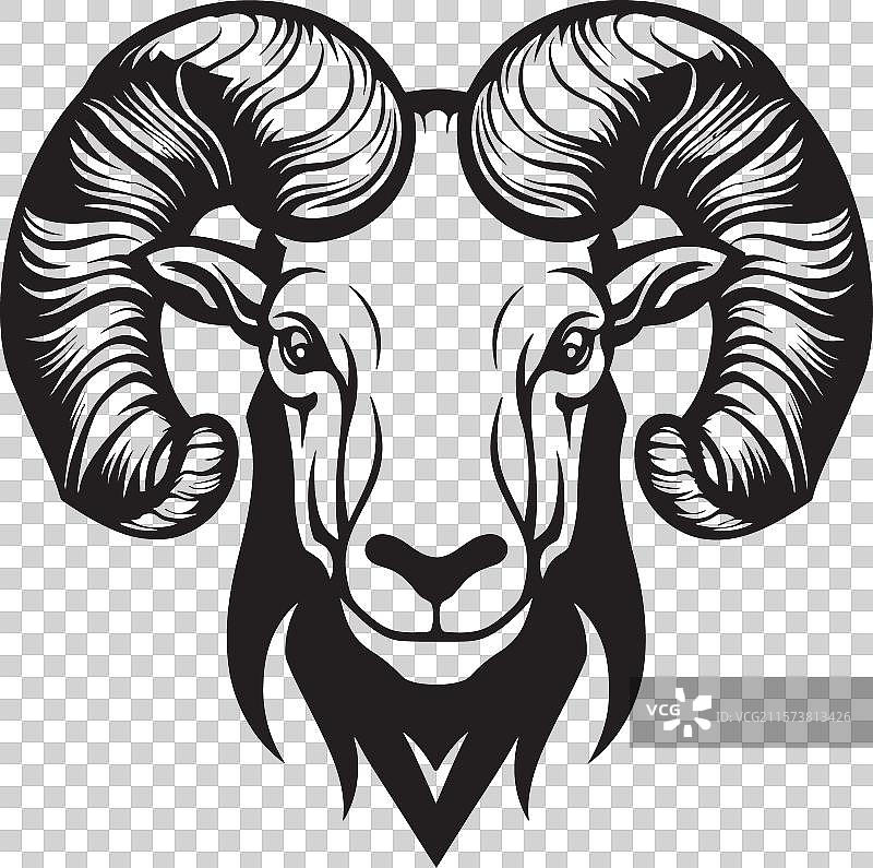 复古的威严公羊头标志徽章历史图片素材