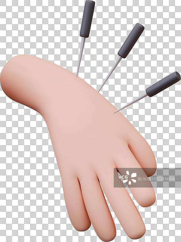 3D手掌与长针模板图片素材