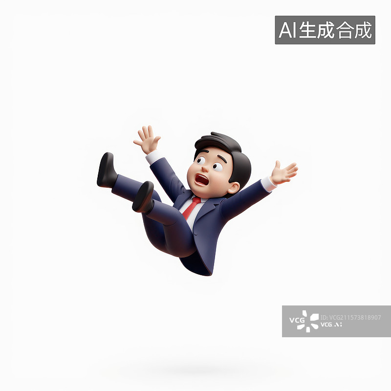 【AI数字艺术】失重状态下的职场人，惊慌失措，紧张图片素材