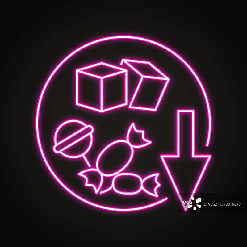 减少糖分的霓虹线图标图片素材