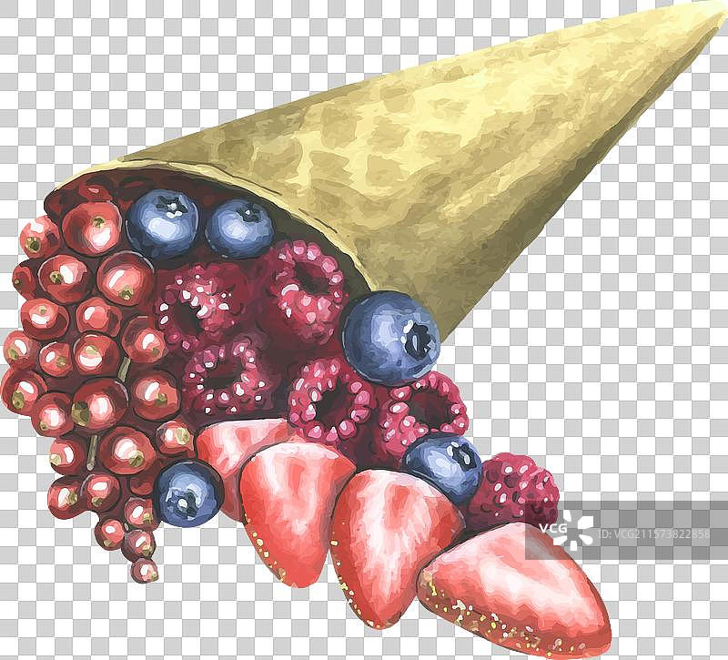 华夫筒配红醋栗莓果图片素材