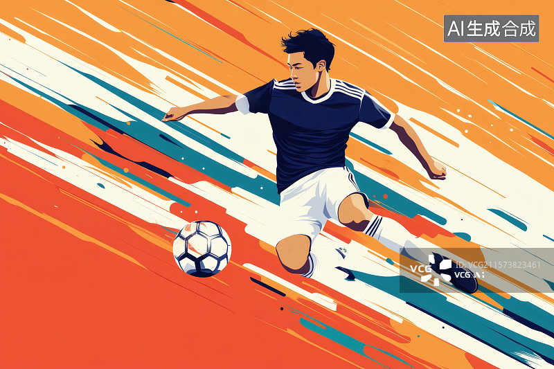 【AI数字艺术】在足球场上努力拼搏的足球运动员图片素材