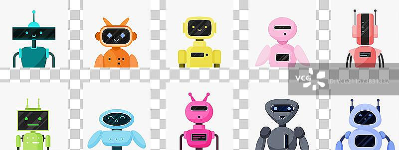 可爱的聊天机器人头像彩色系列图片素材