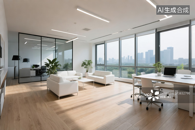 【AI数字艺术】现代简约开放式办公空间图片素材