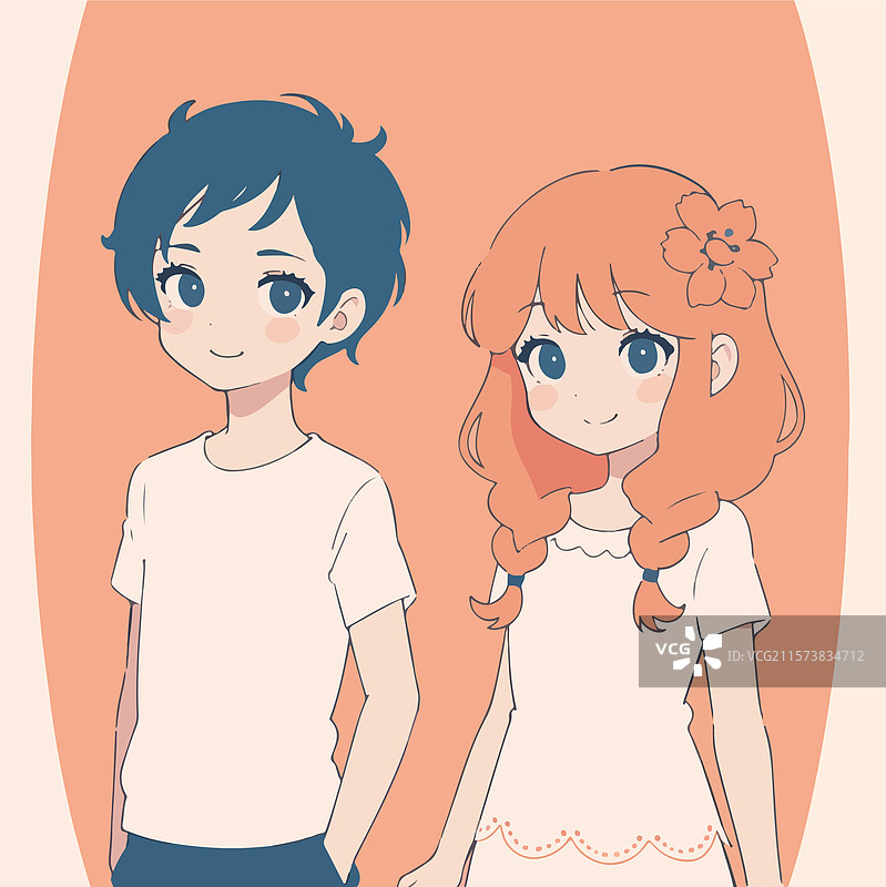可爱的女孩和男孩图片素材