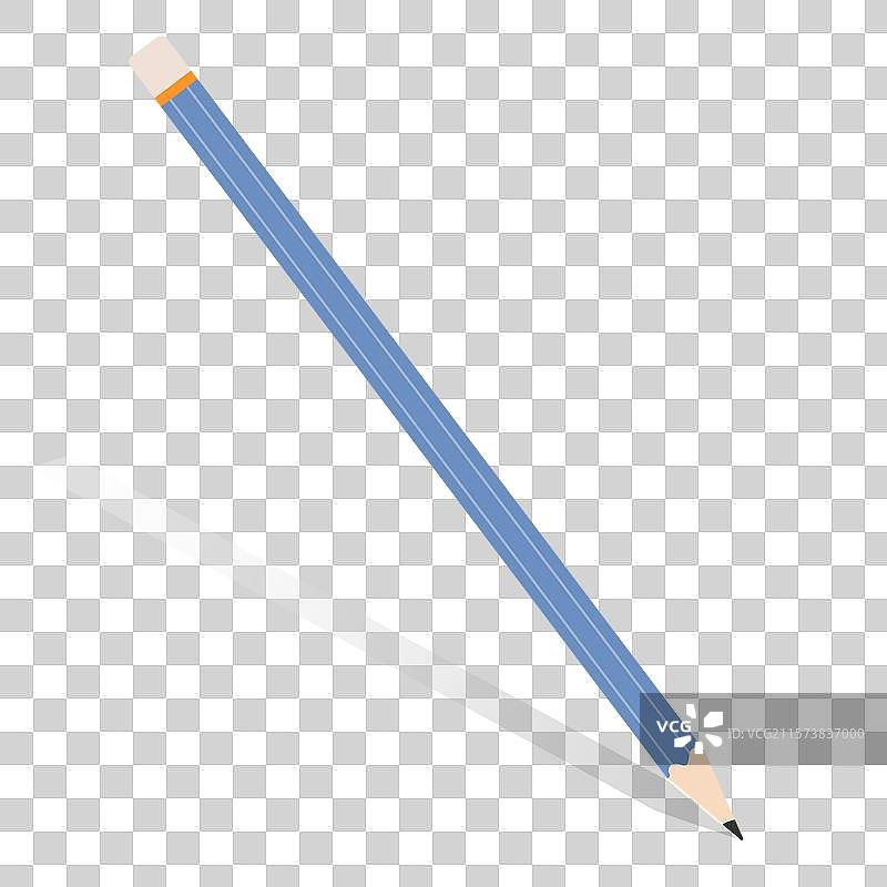 灰色简单文具铅笔，顶部带橡皮擦图片素材