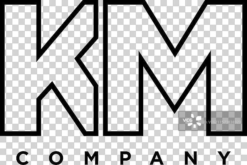 字母K和M的简约KM标志设计模板图片素材