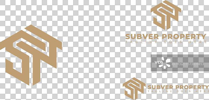 抽象的初始六边形字母SP或PS标志图片素材