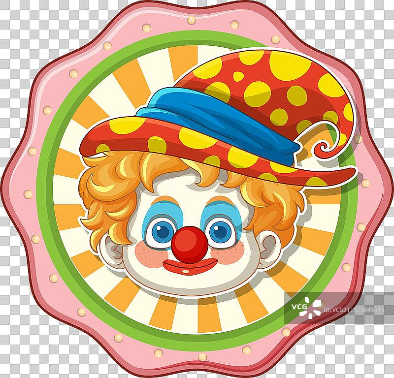 快乐的小丑，戴着明亮的帽子和化妆。图片素材