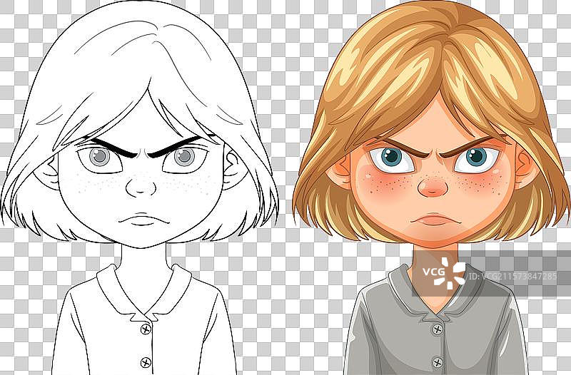 一个生气的女孩图片素材