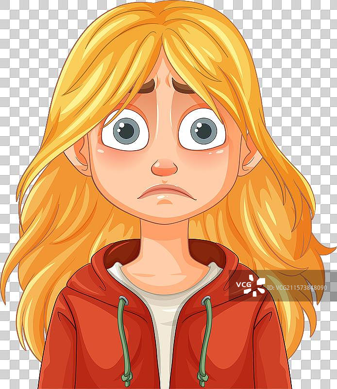 一个表情忧虑的女孩图片素材