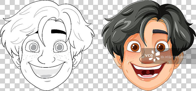 微笑的卡通脸，表情丰富图片素材