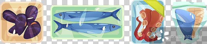 聚乙烯包装的冷冻或冷藏海鲜图片素材