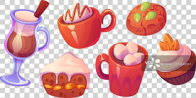 可爱的秋季南瓜香料派拿铁卡通咖啡图片素材