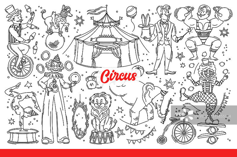 马戏团表演者和动物为观众带来娱乐图片素材