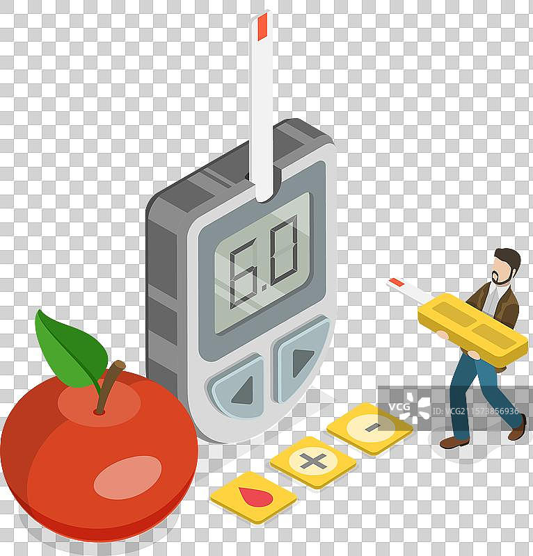 血糖测试的3D等距平面图图片素材