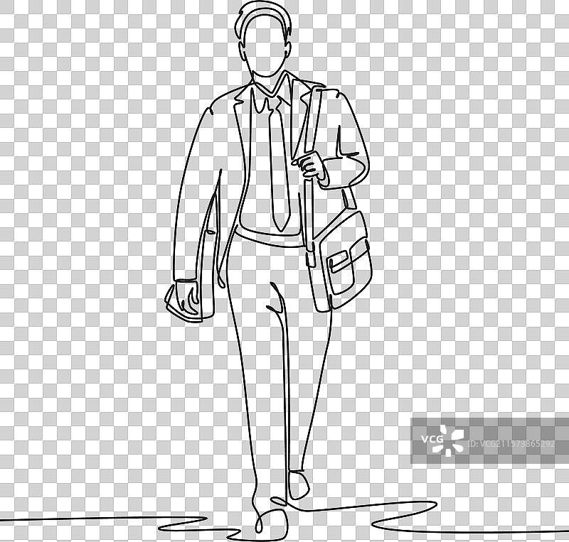 年轻男性经理的连续一笔画图片素材