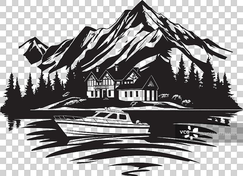 宁静的宝藏，划船小屋的幸福，阿尔卑斯山图片素材