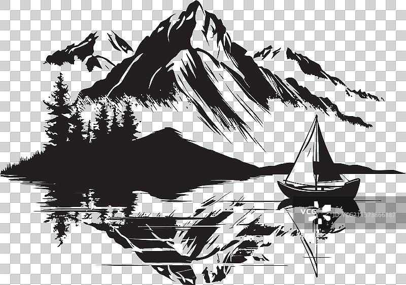 阿尔卑斯魅力：小屋水域的船上冒险图片素材