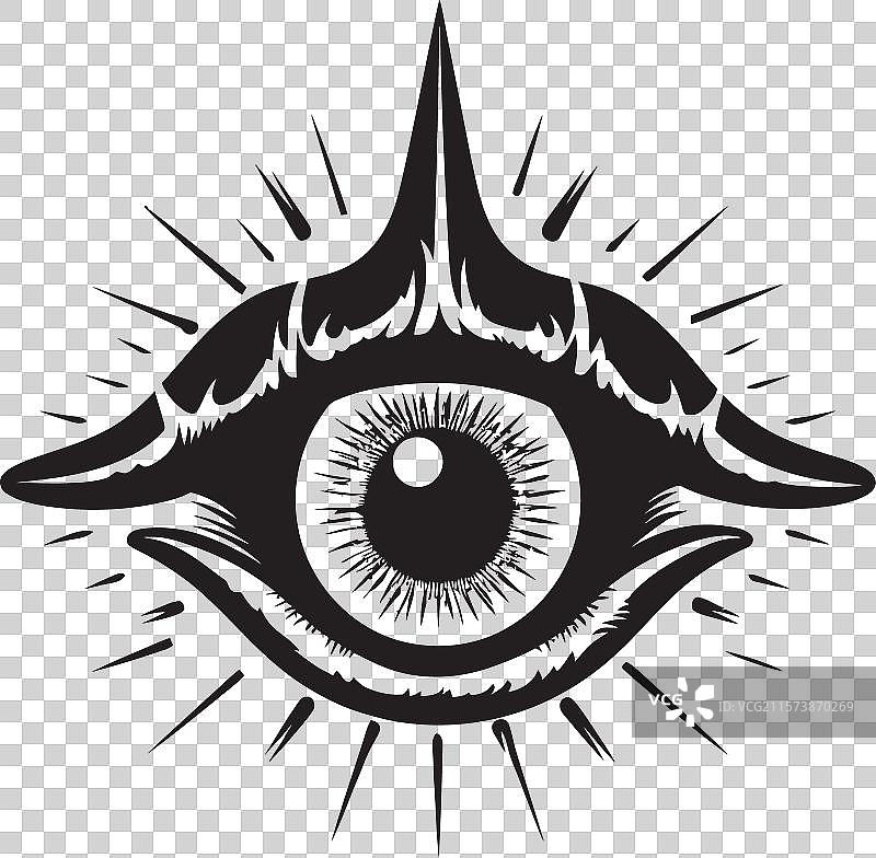 邪恶的景象，恶魔之手握着眼球符号图片素材