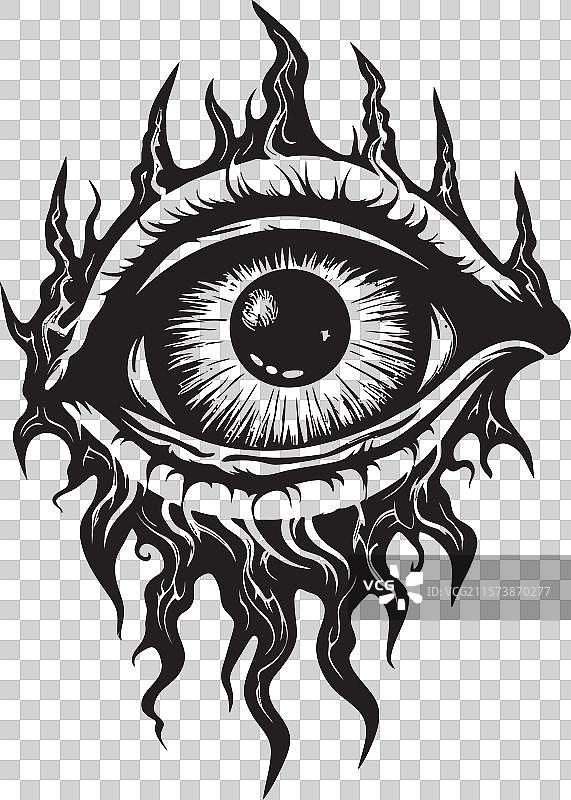 深渊凝视的恶魔握住眼球图标图片素材
