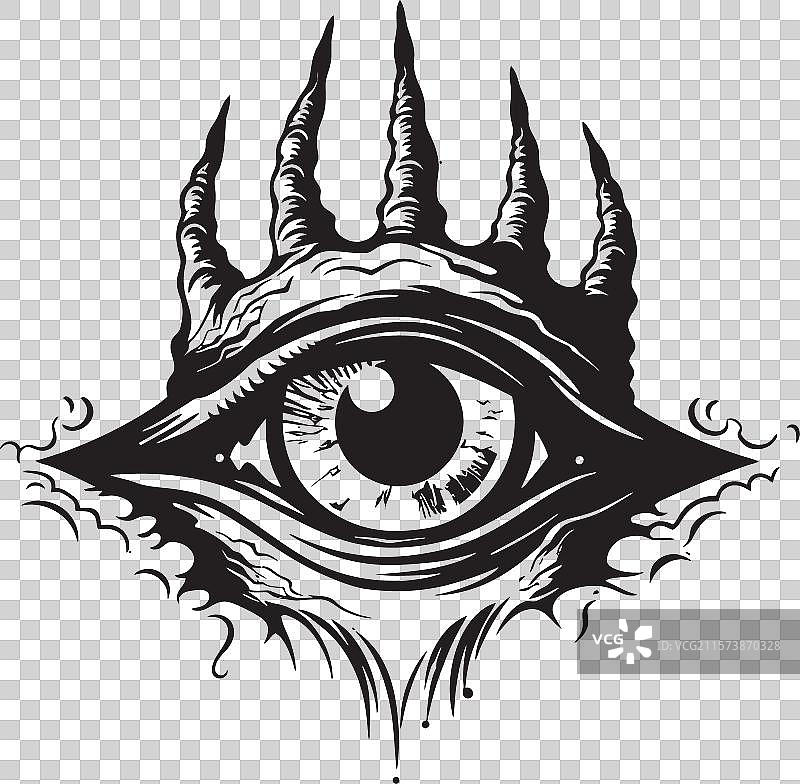 魔鬼般的凝视 地狱之手图标 罪恶的图片素材