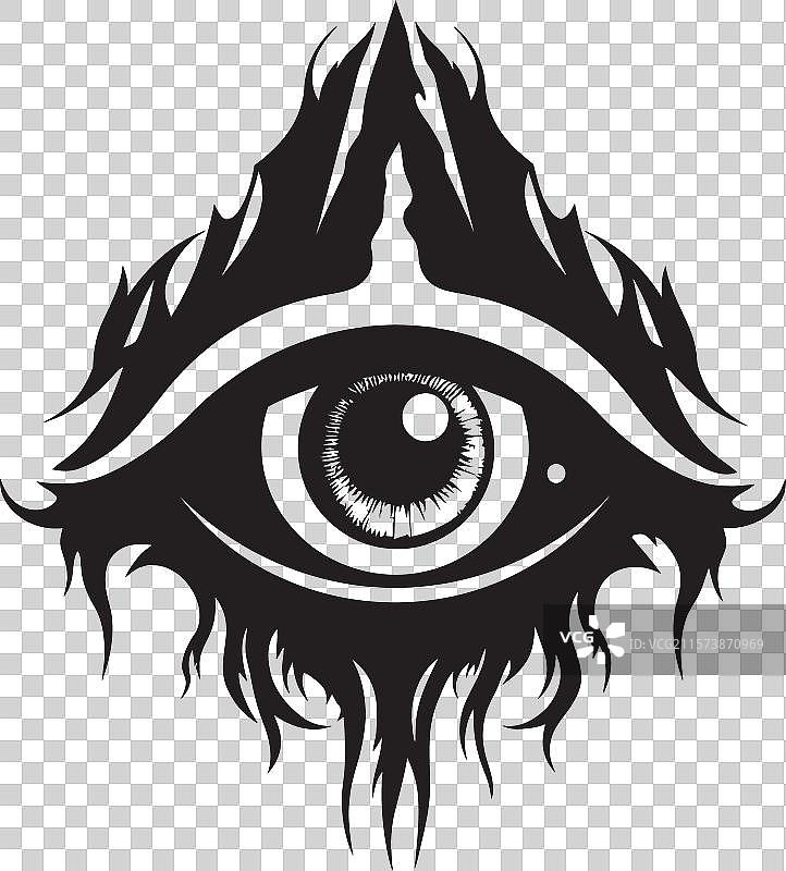 阴险的凝视，恶魔的手和眼球符号图片素材