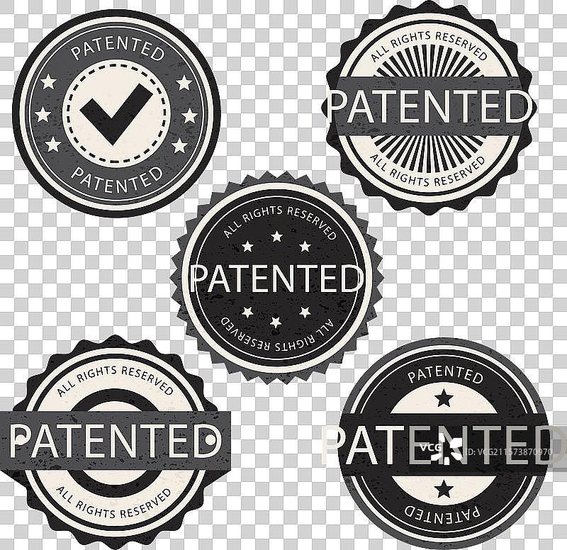 一组展示在上的专利标签图片素材