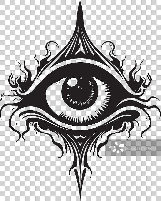 地狱检查恶魔握着眼球徽章图片素材