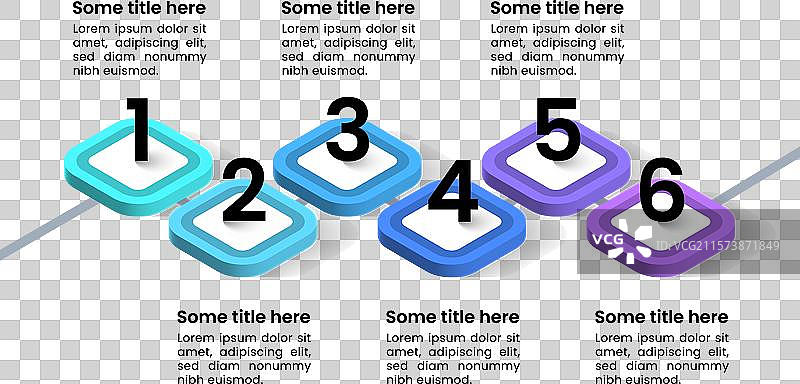 六步等距线条信息图模板图片素材