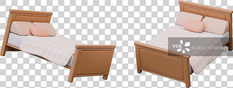 不同位置的真实双人床图片素材