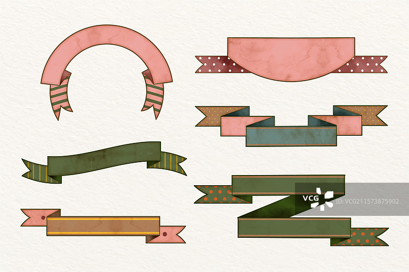 一组鲜艳的丝带在干净的背景上图片素材