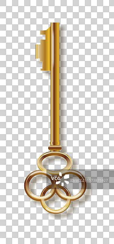 复古奢华的金色3D真实钥匙图片素材