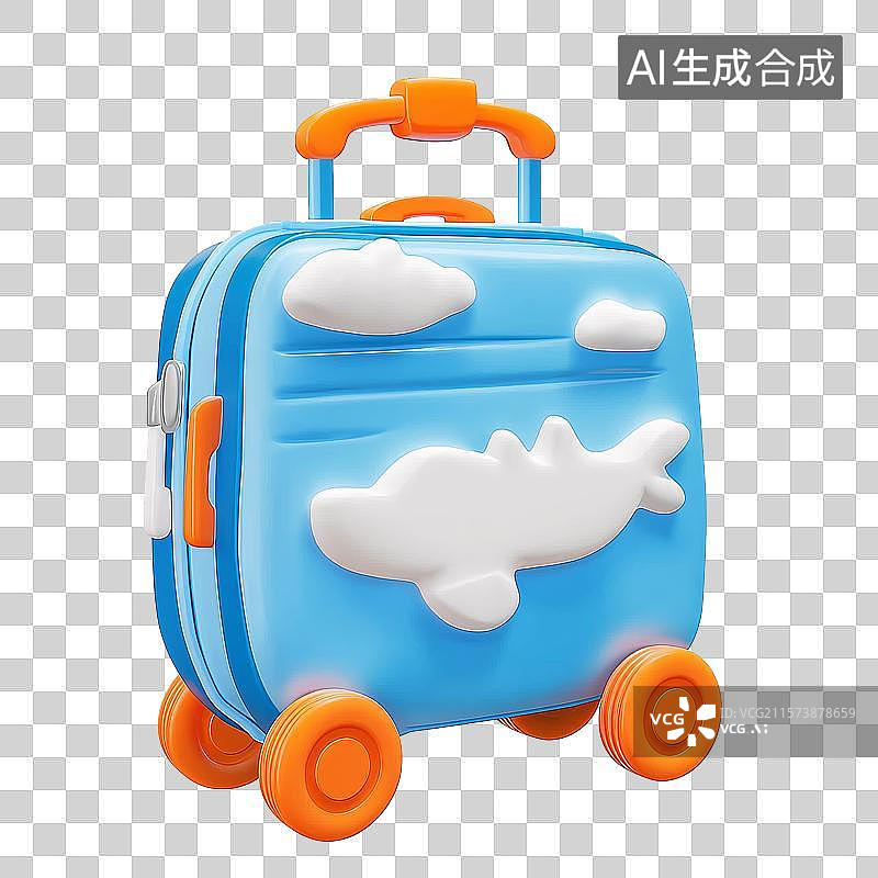 【AI数字艺术】免扣元素卡通风格的拉杆箱图片素材