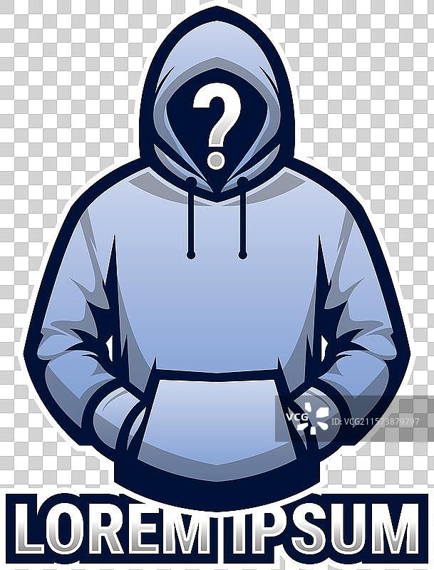 带有神秘面孔的连帽夹克男士吉祥物标志图片素材