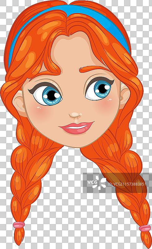 一个有着红色辫子头发的女孩图片素材