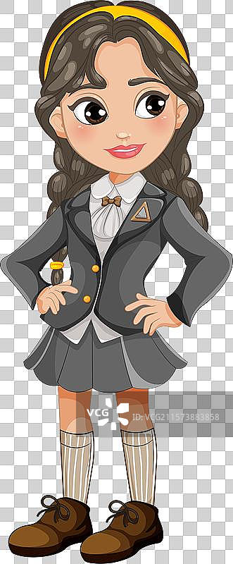 穿着校服自信站立的年轻女孩图片素材