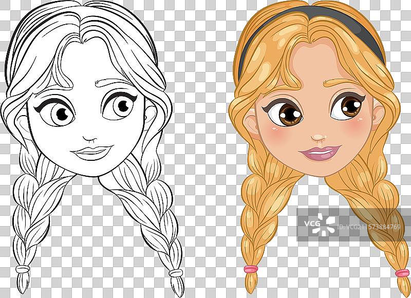 一个编辫子的女孩图片素材