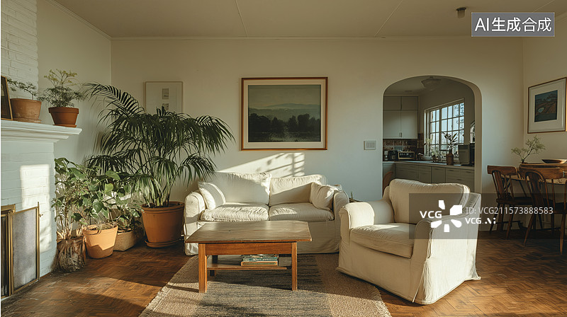 【AI数字艺术】简约舒适的现代客厅图片素材